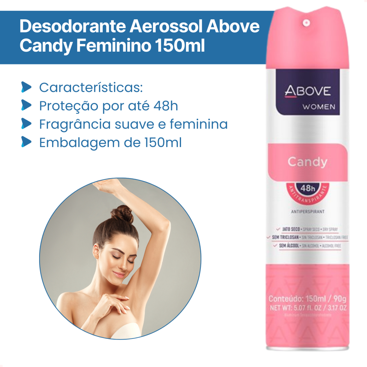 Desodorante Aerossol Above Candy Feminino 150Ml