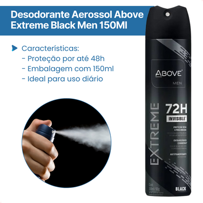 Desodorante Aerossol Above Extreme Black Men 150Ml