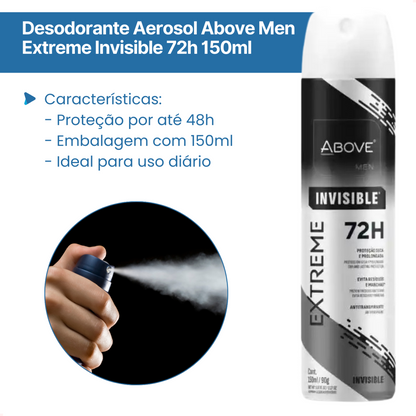 Desodorante Aerosol Above Men Extreme Invisible 72h 150ml