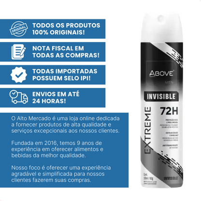 Desodorante Aerosol Above Men Extreme Invisible 72h 150ml