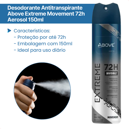 Desodorante Aerosol Above Extreme Movement 72 horas 150ml