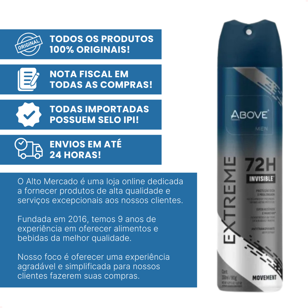 Desodorante Aerosol Above Extreme Movement 72 horas 150ml