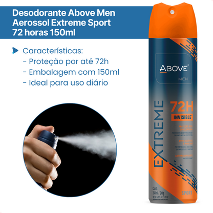 Desodorante Above Men Aerossol Extreme Sport 72 horas 150ml