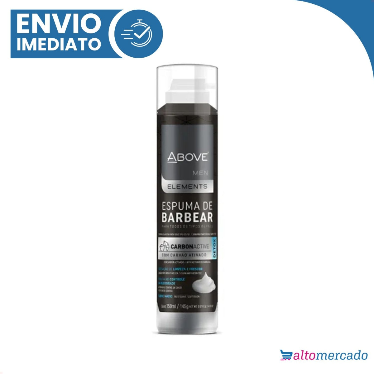Espuma de Barba Above Original Carvao ATV 150ml Limpeza Suave