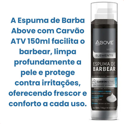 Espuma de Barba Above Original Carvao ATV 150ml Limpeza Suave