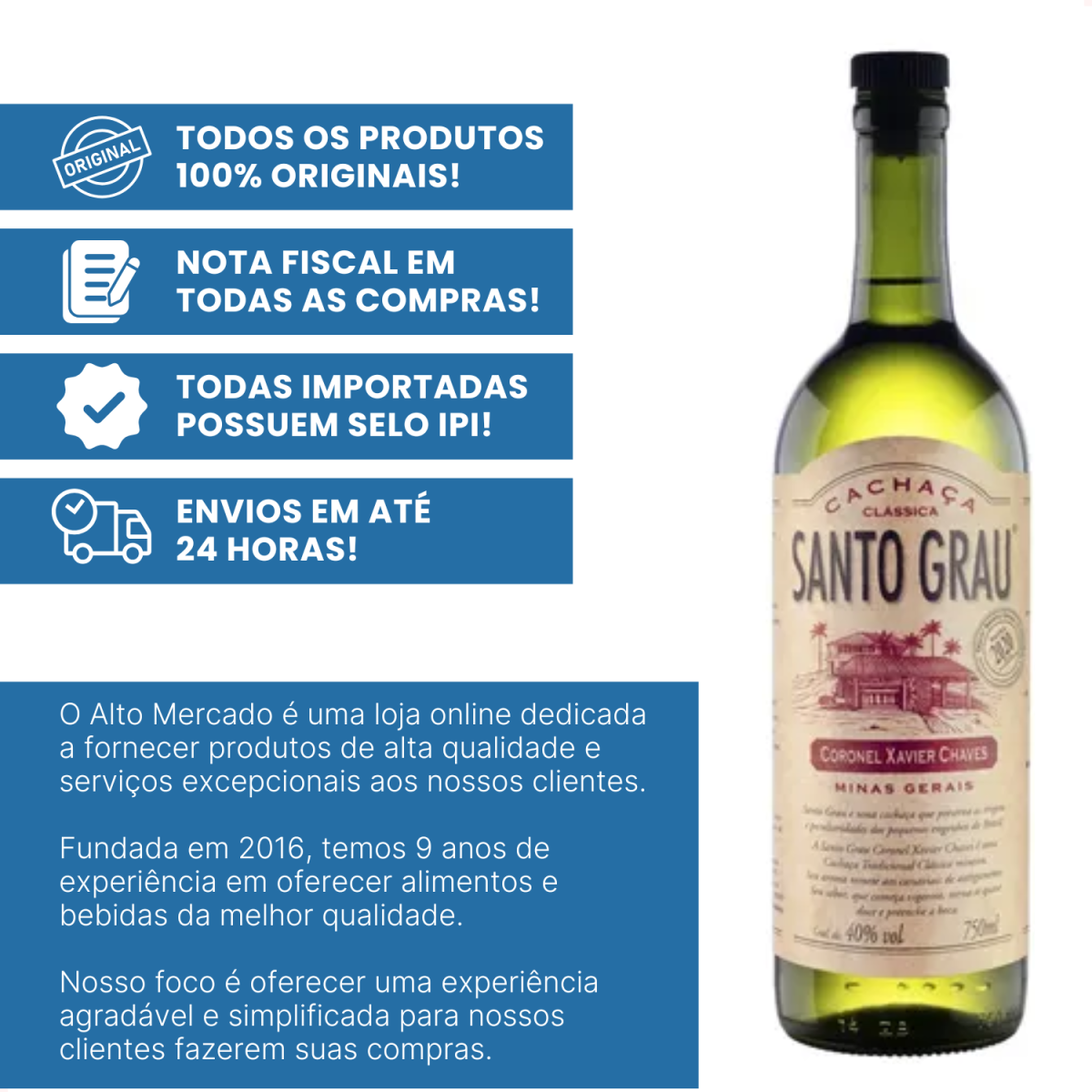 Cachaça Santo Grau Coronel Xavier 750ml Original Nota Fiscal