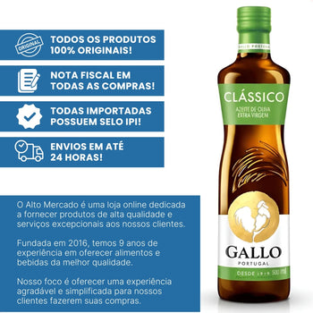 Foto 2: Azeite De Oliva Portugues Extra Virgem Gallo 500ml Original 