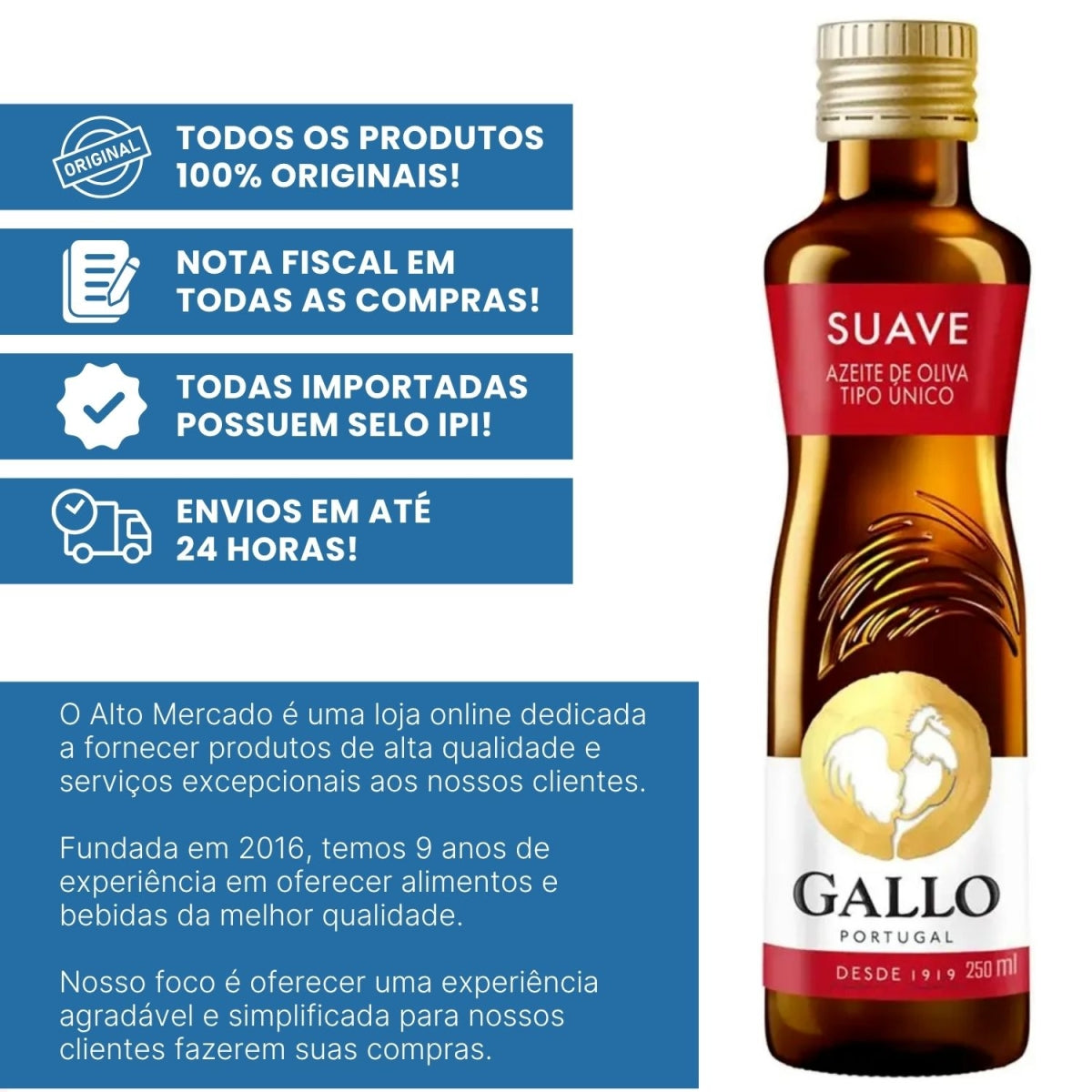 Azeite De Oliva Portugues Tipo Unico Gallo 250ml Original