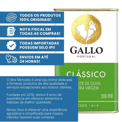 Azeite Oliva Extra Virgem Gallo Portugal Lata 200ml Original