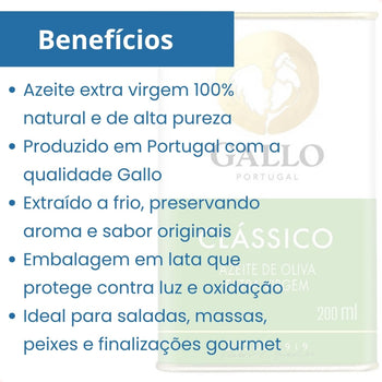 Azeite Oliva Extra Virgem Gallo Portugal Lata 200ml - Gallo