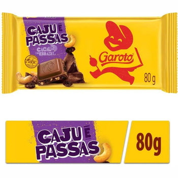 Chocolate Garoto Caju e Passas Caixa Com16 Und de 80g