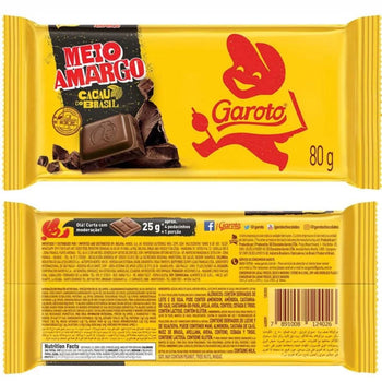 Chocolate Garoto Meio Amargo Caixa Com 16 Und de 80g