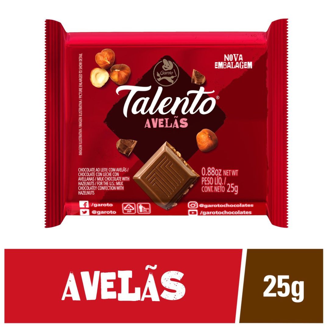 Chocolate Talento Avela Garoto Caixa Com 15 Und de 25g