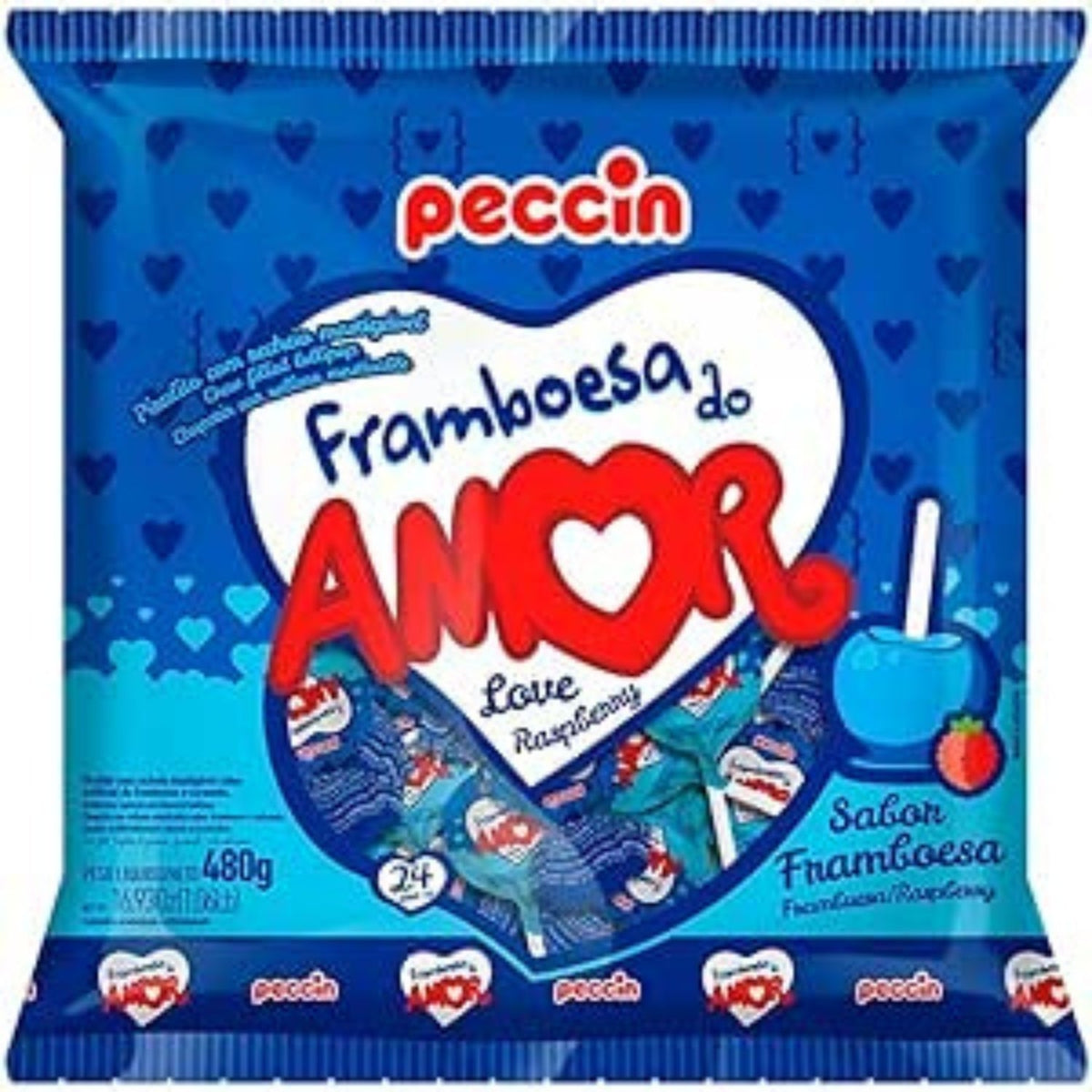Pirulito do Amor Framboesa Peccin 480g
