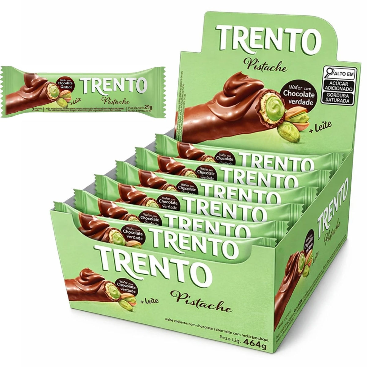 Chocolate Wafer Trento Pistache Caixa Com 16 Und De 29g