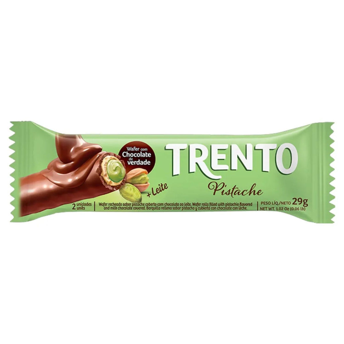 Chocolate Wafer Trento Pistache Caixa Com 16 Und De 29g