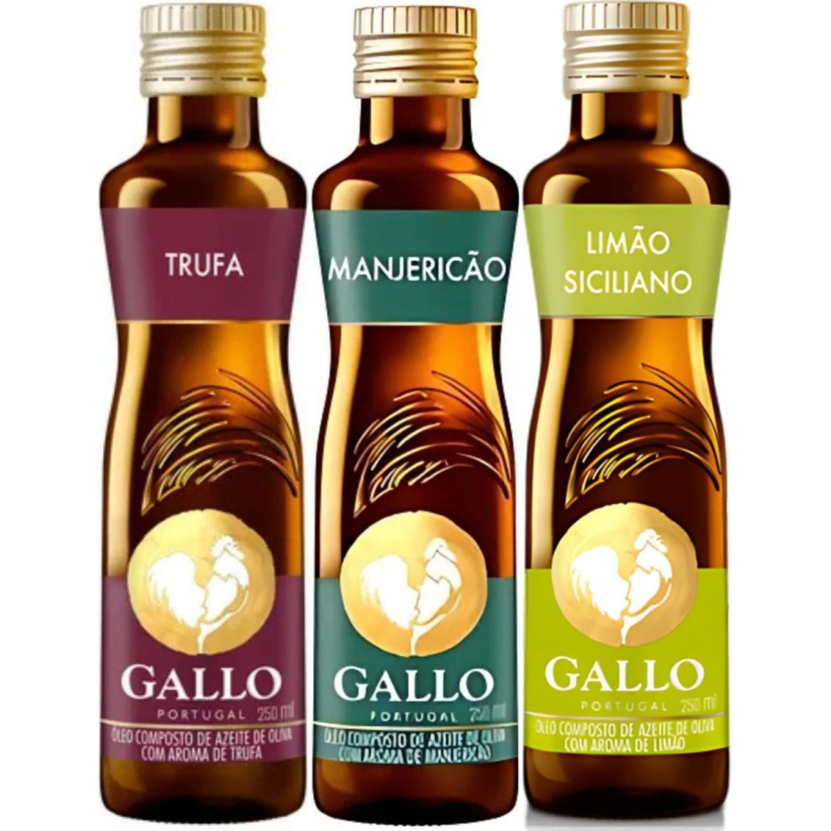 Kit Azeite Gallo Trufa Limao Siciliano e Manjericao 250ml