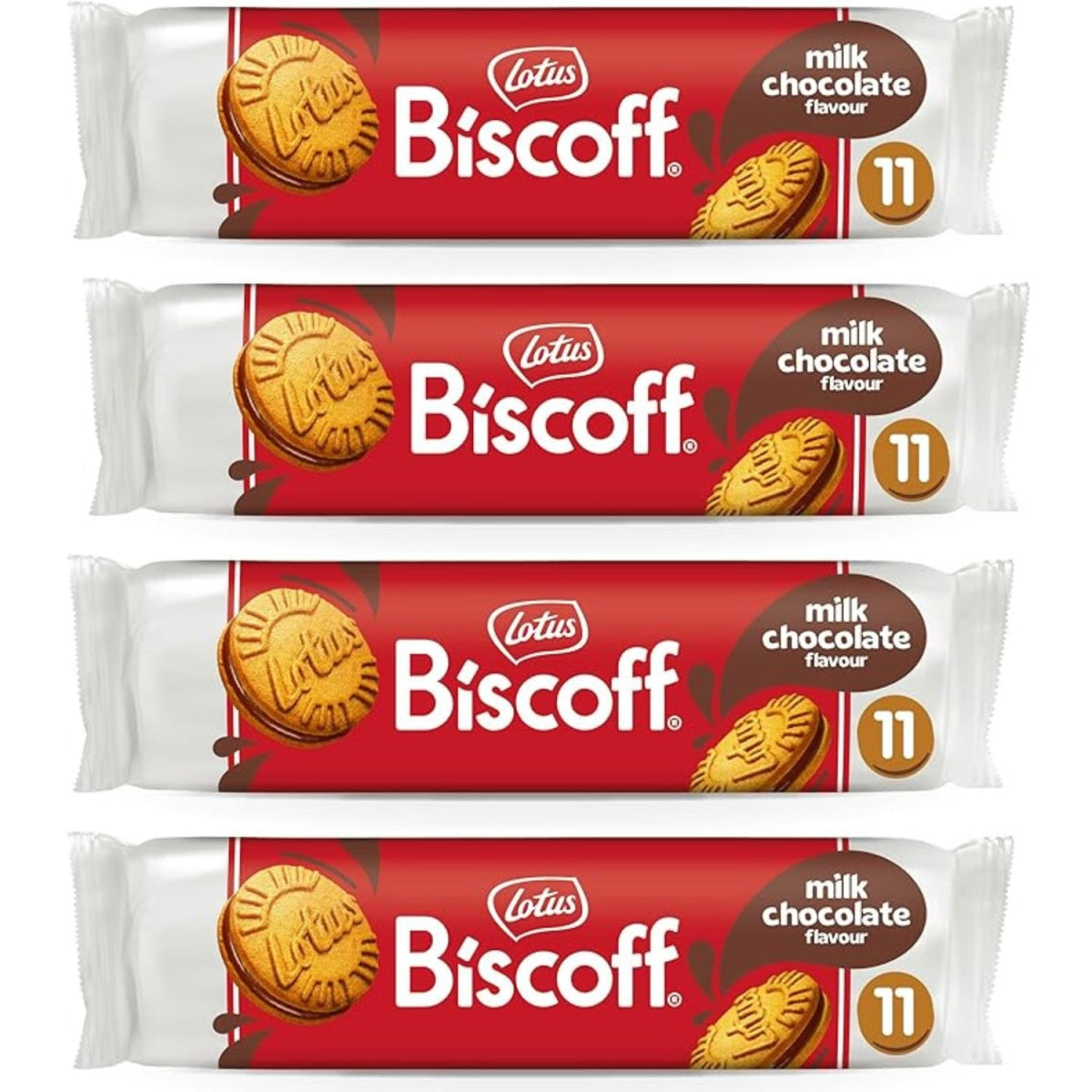 Kit 4 Biscoito Lotus Biscoff com Chocolate ao Leite 110g