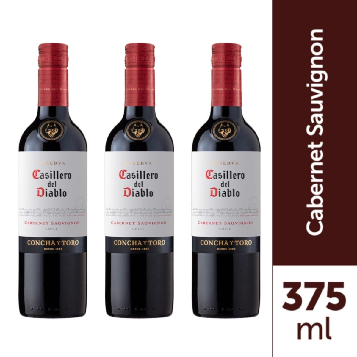 Vinho Casillero Del Diablo Cabernet Sauvignon375ml Kit Com3