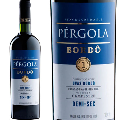 Vinho Pergola Tinto Bordo Demi Sec De Mesa Garrafa 1L