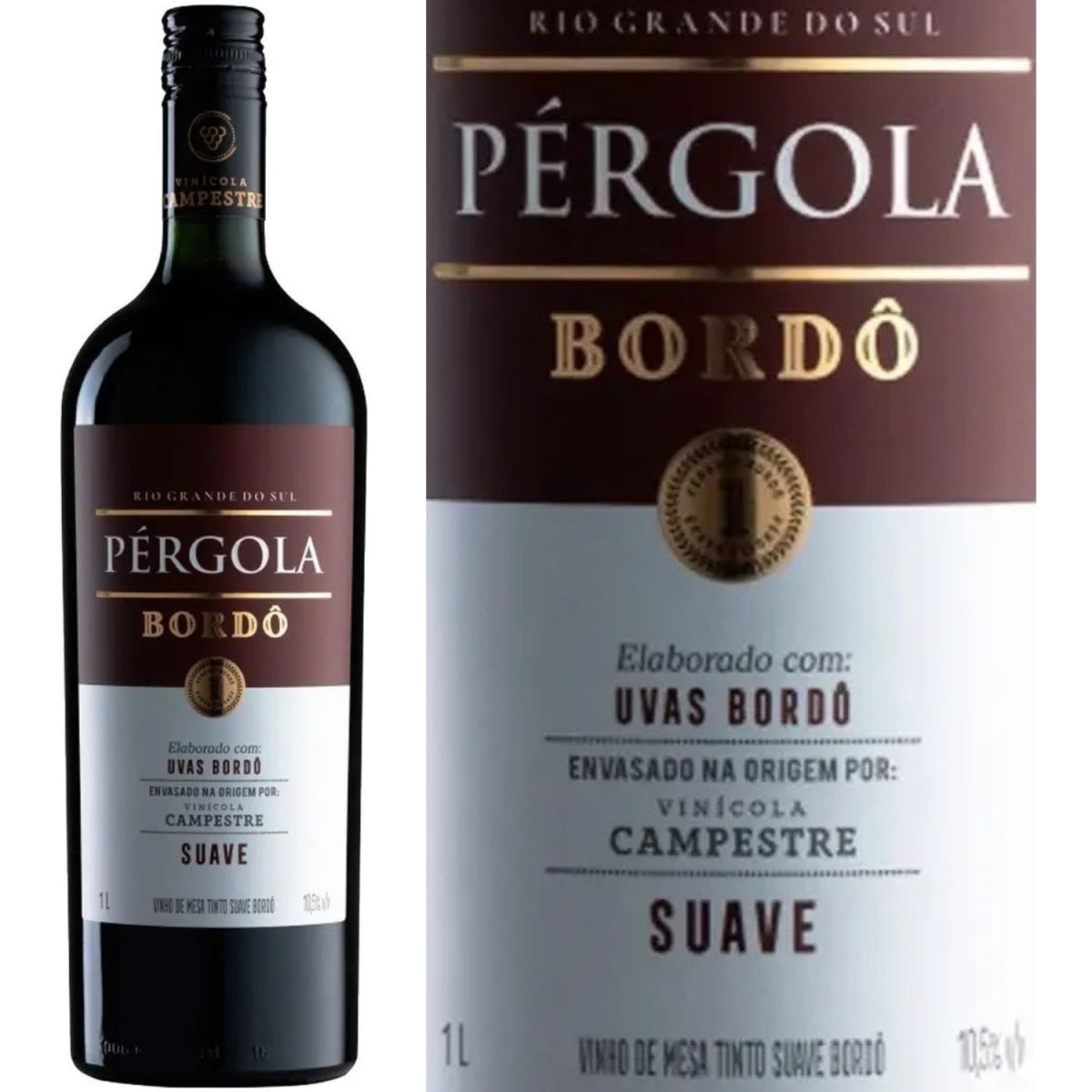 Vinho Tinto De Mesa Suave Bordo Villa Campestre Pergola 1L