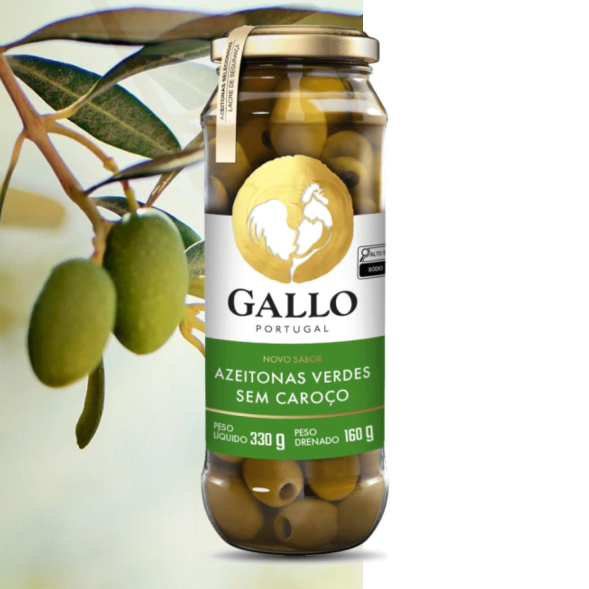 Azeitona Gallo Verde Sem Caroço 160g