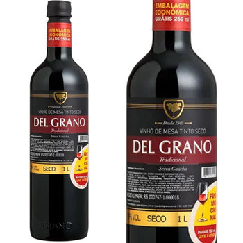 Vinho Brasileiro Del Grano Tinto Seco Leve 1L Pague 750ml