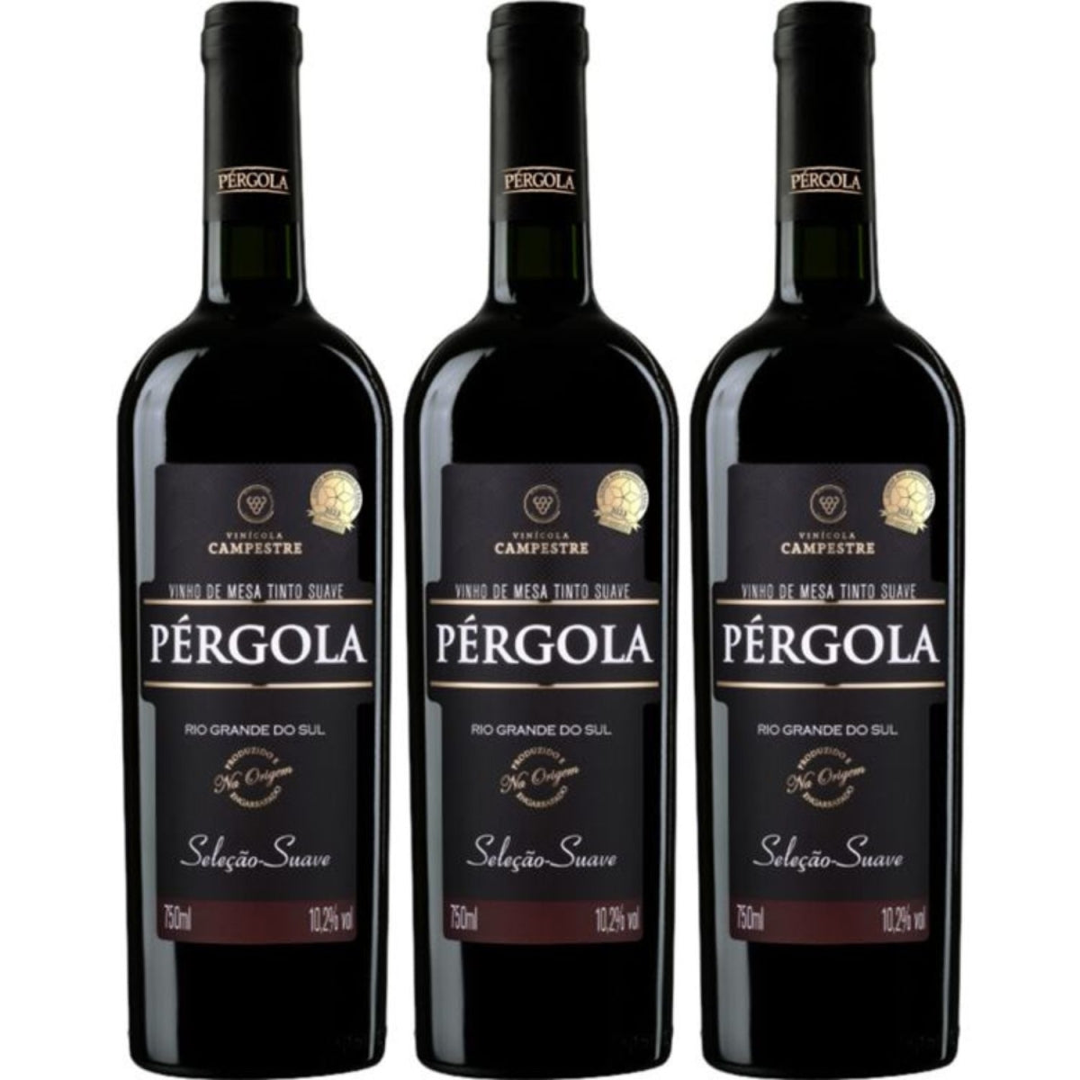 Kit 3 Vinho Tinto Suave Selecao Pergola Garrafa 750ml