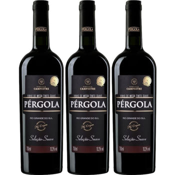 Kit 3 Vinho Tinto Suave Selecao Pergola Garrafa 750ml