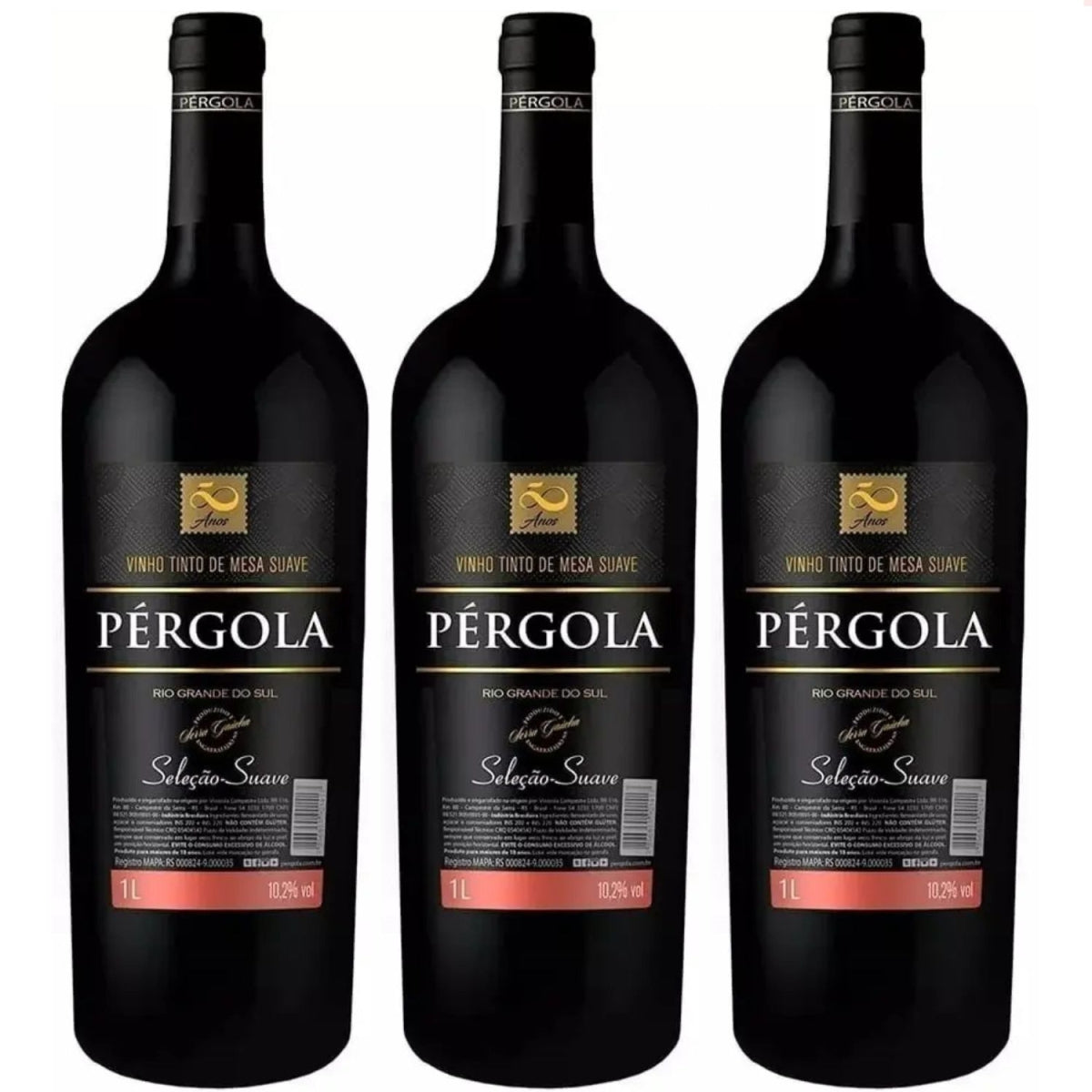 Kit 3 Vinho Tinto Suave Selecao Pergola 1litro