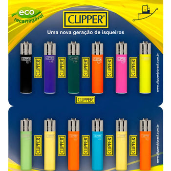 Isqueiro Clipper Recarregavel Mini Cartela 12 Und
