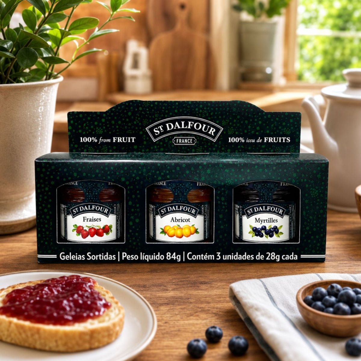 Kit Geleia Francesa St. Dalfour 100% Frutas Mini Trio 84g