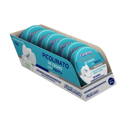 Suplemento Picolinato de Cromo Flofarma Menta 36g Pack C/6Un