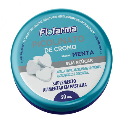 Suplemento Picolinato de Cromo Flofarma Menta 36g Pack C/6Un