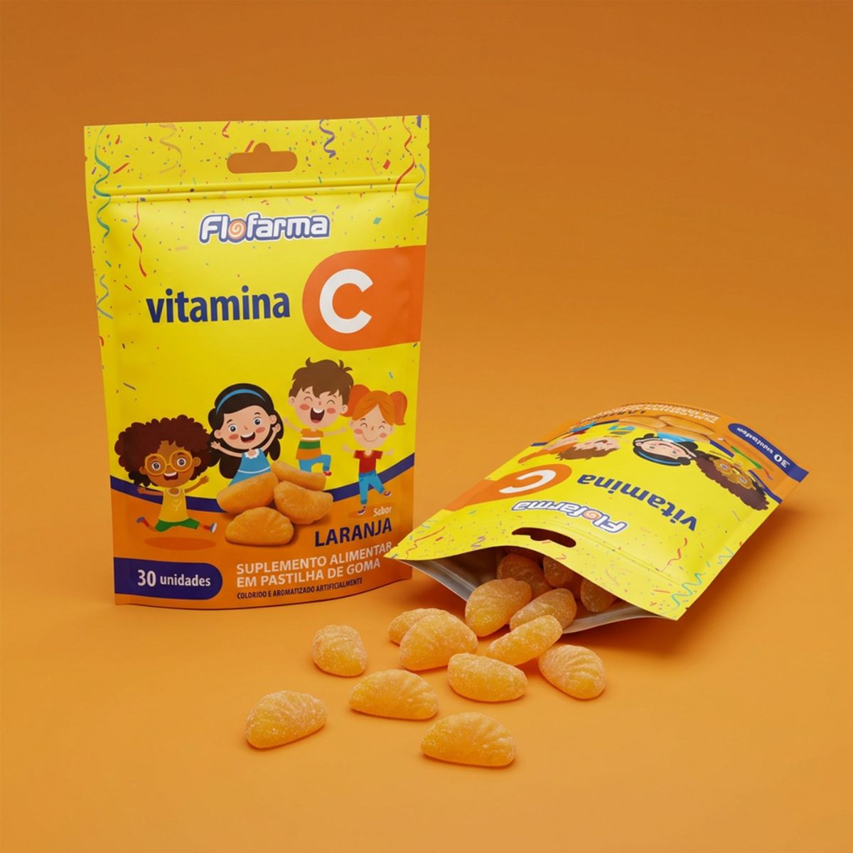 Suplemento Pastilha De Goma Vitamina C Kids Laranja 45g