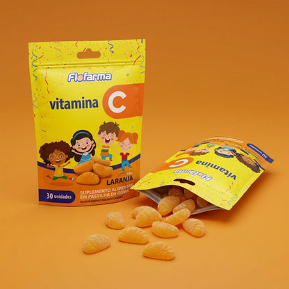 Suplemento Pastilha De Goma Vitamina C Kids Laranja 45g