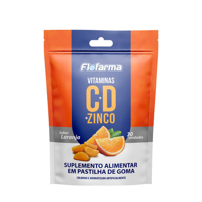 Suplemento Alimentar Vitamina C, D e Zinco Flofarma 30 Und
