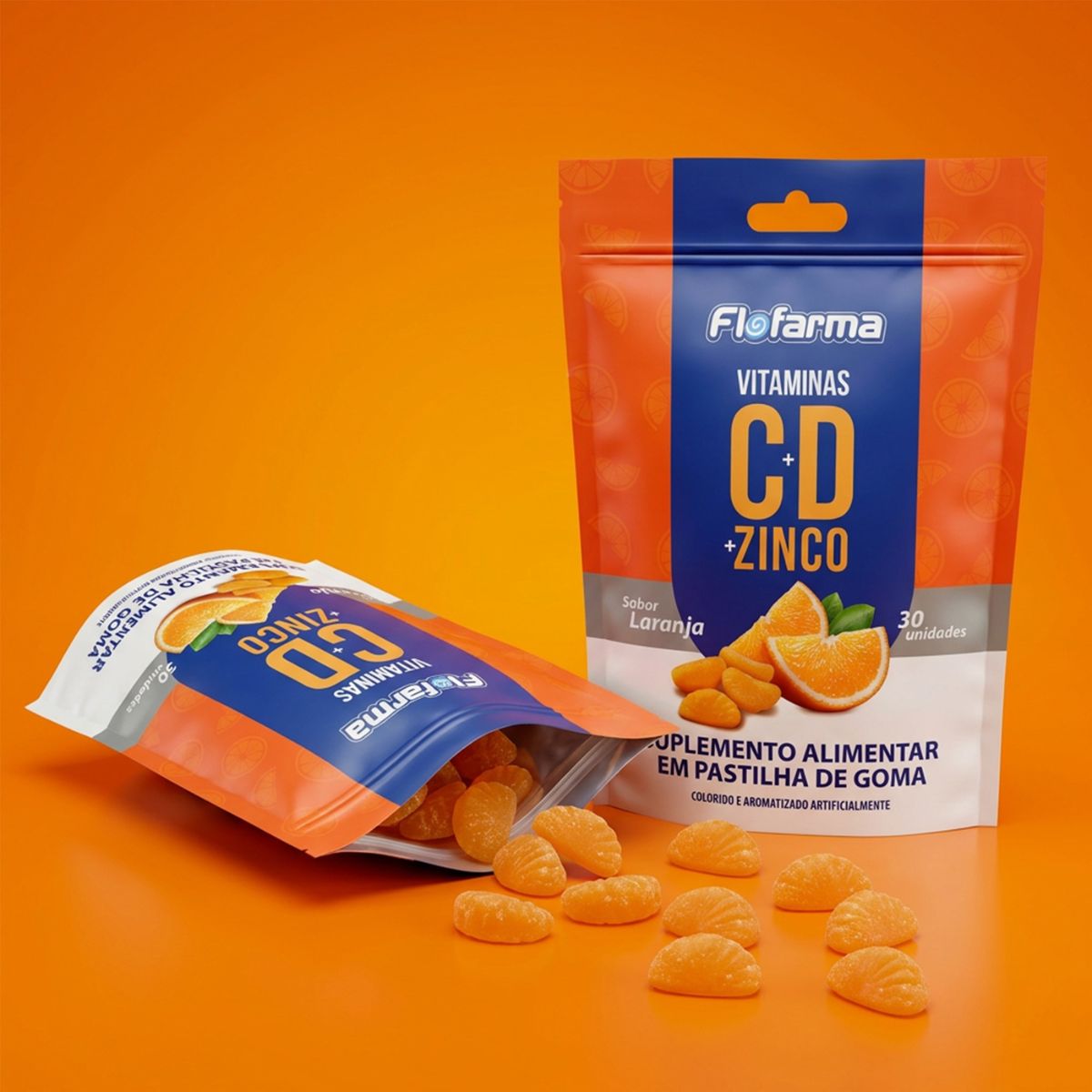 Suplemento Alimentar Vitamina C, D e Zinco Flofarma 30 Und
