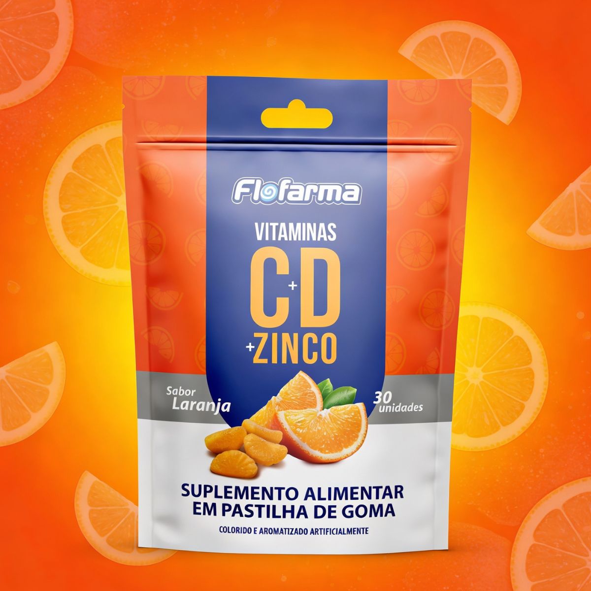 Suplemento Alimentar Vitamina C, D e Zinco Flofarma 30 Und