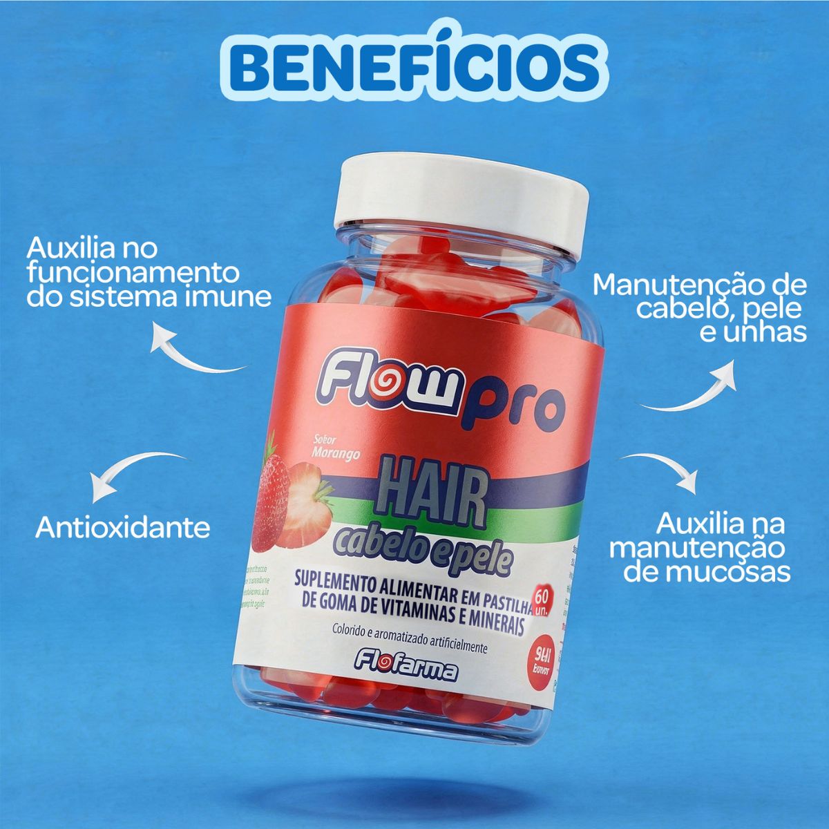 Suplemento De Pectina Hair Cabelo E Pele Flofarma 60und