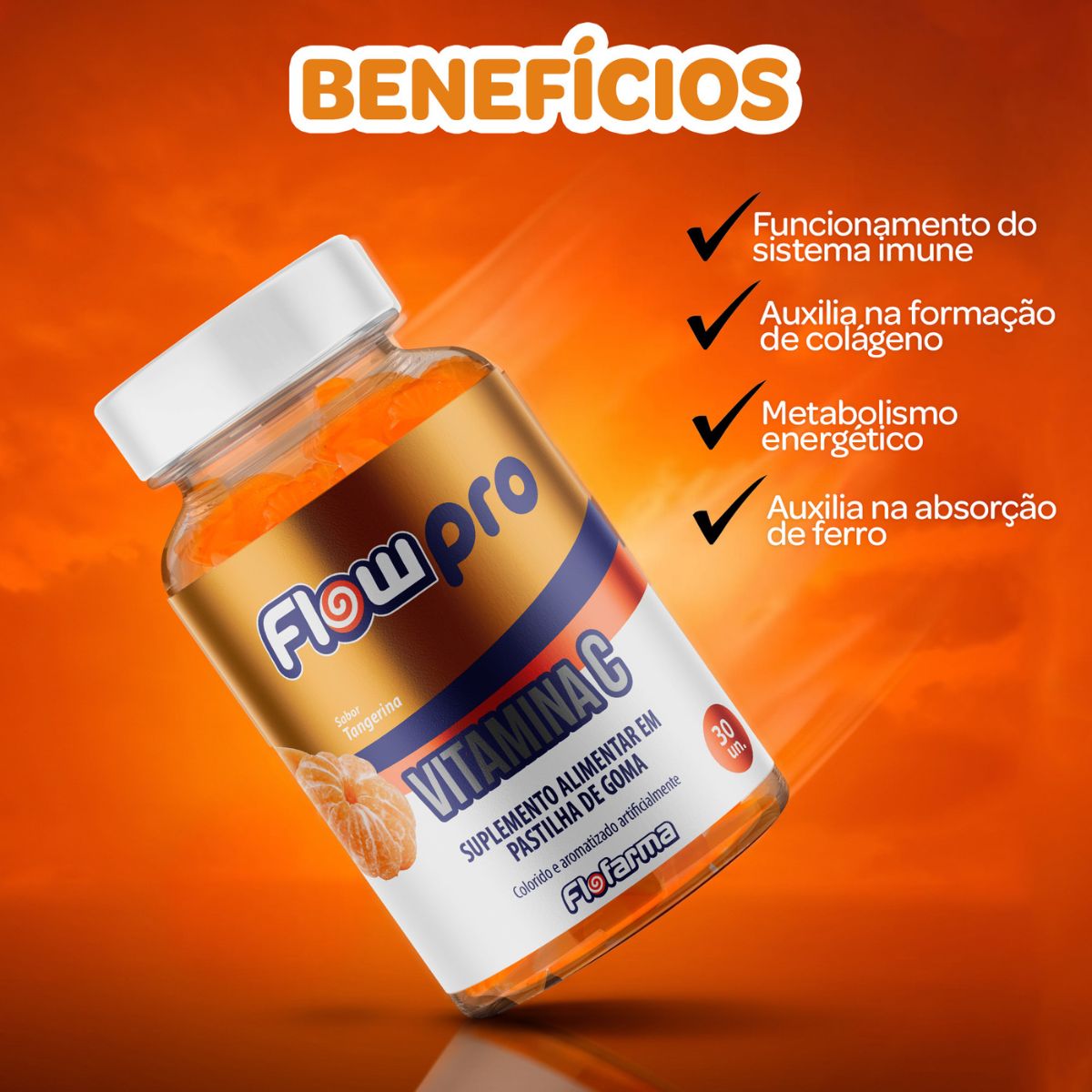 Suplemento Alimentar Pectina Vitamina C Flofarma 30 Und