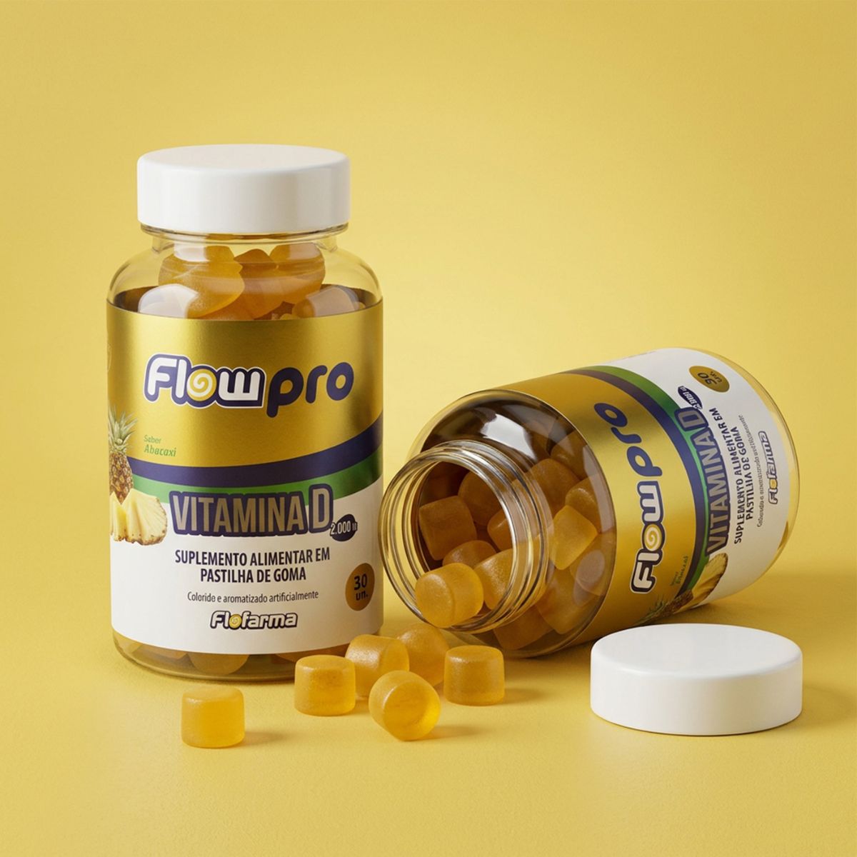 Suplemento Alimentar Pectina Vitamina D 2000ui Flowpro 30Und