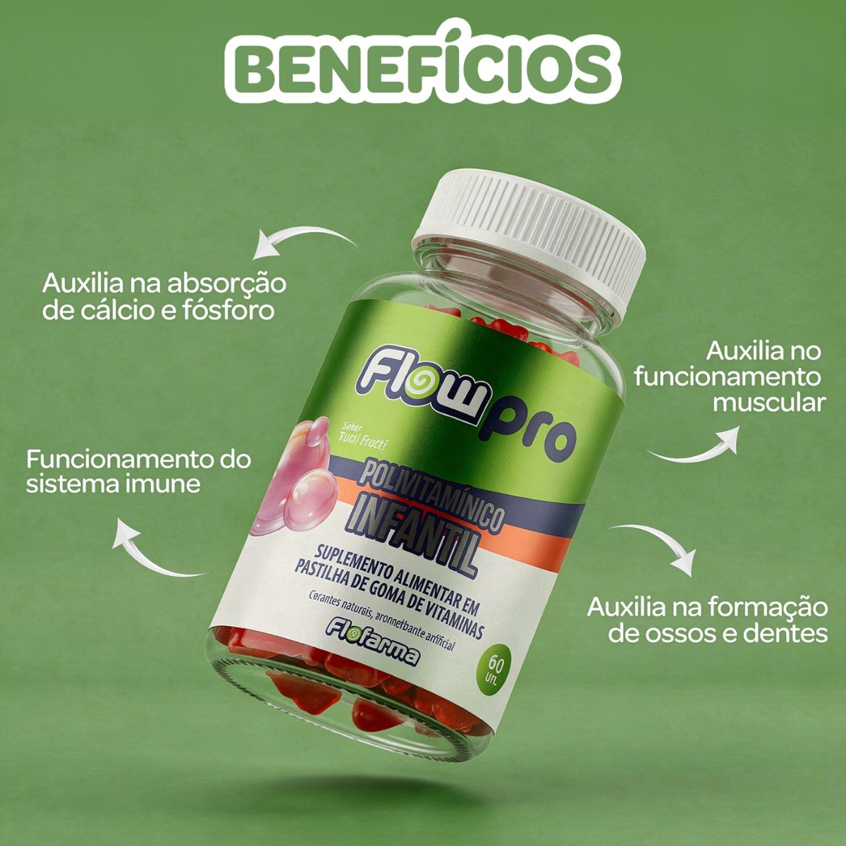 Suplemento Pectina Polivitaminica Infantil Flofarma 60Und