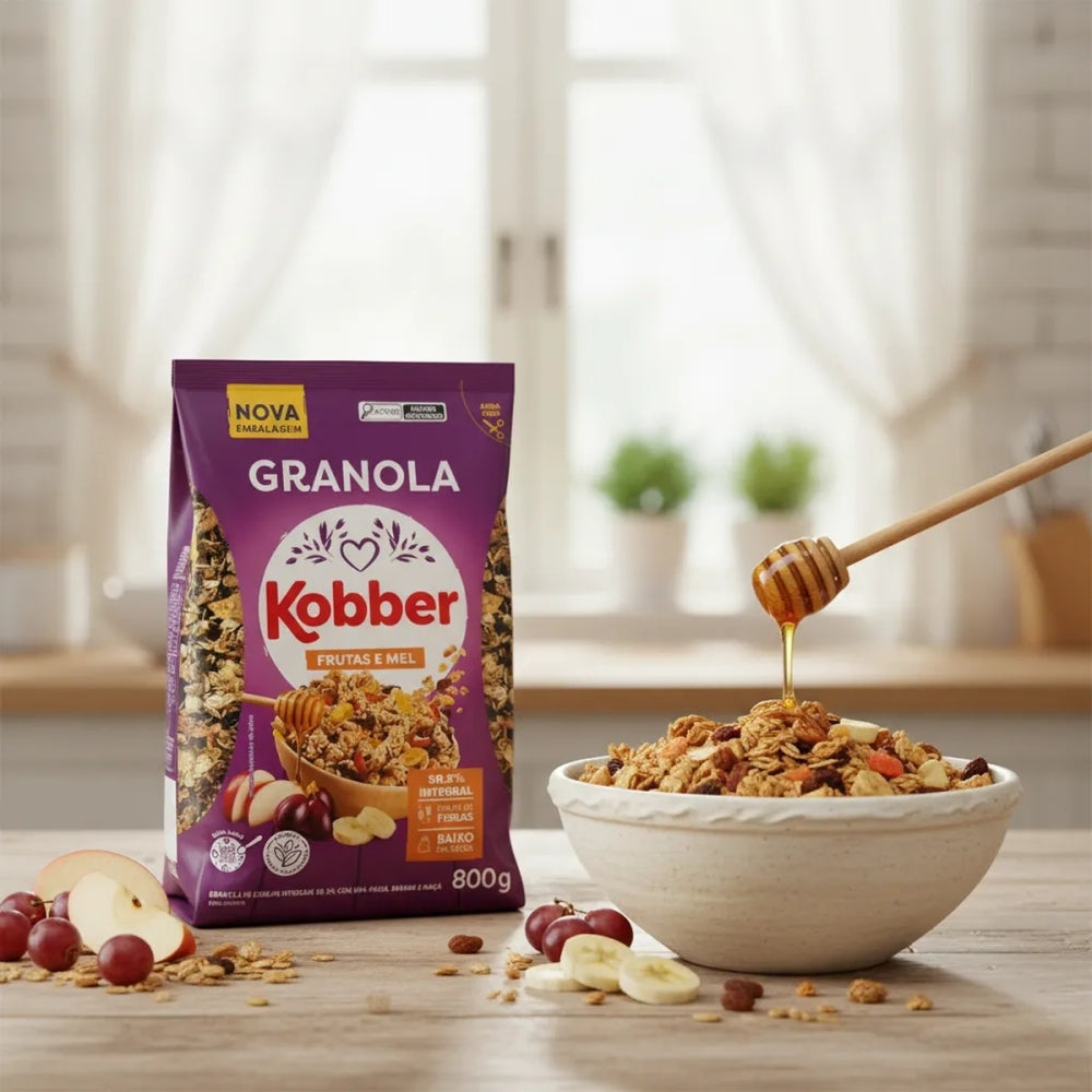 Granola De Cereais Frutas E Mel 800gr Kobber