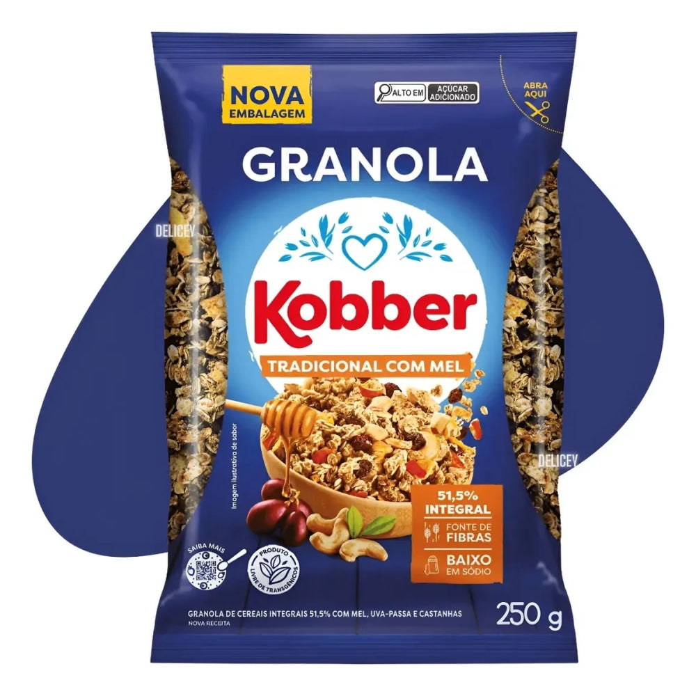 Granola Cereal Integral Kobber 250g Tradicional Mel Fibras