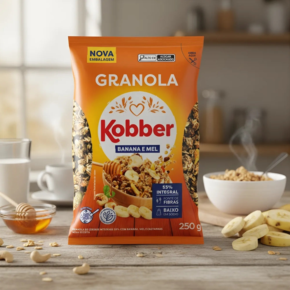 Granola Kobber Banana e Mel 250g Pacote