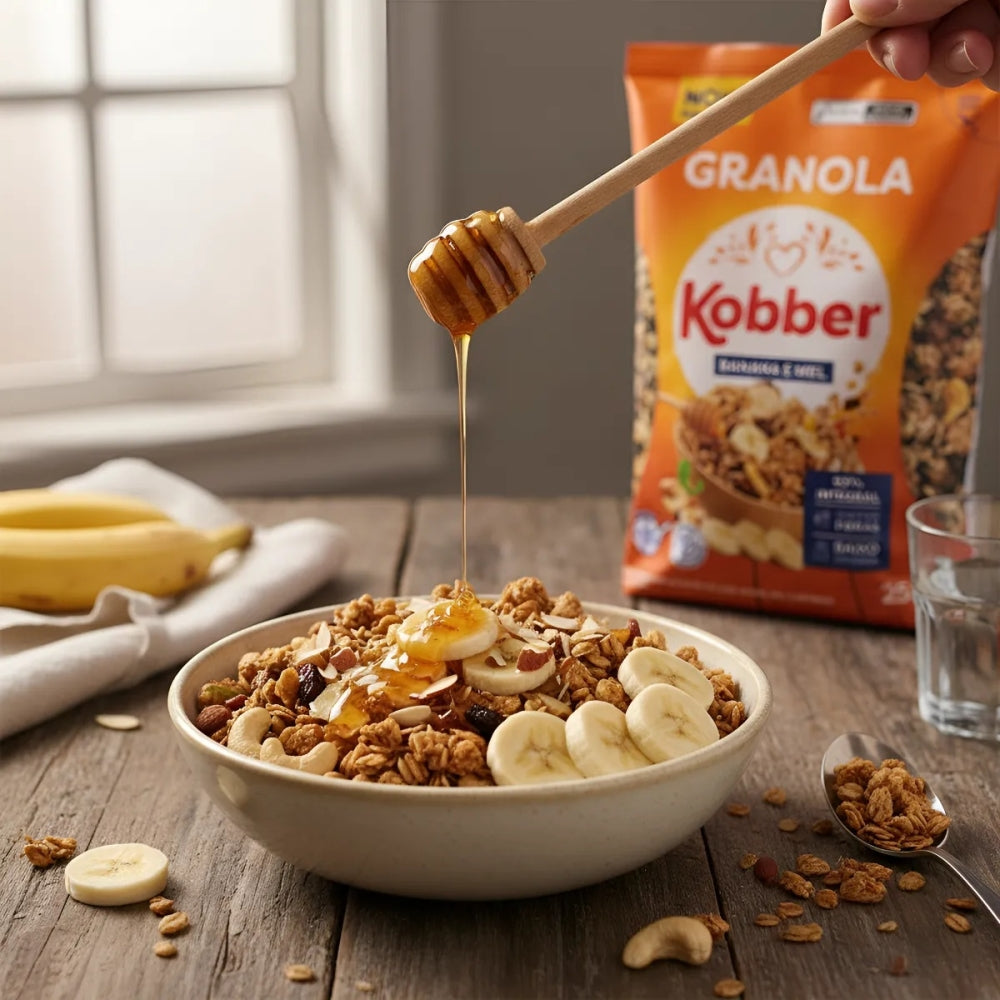Granola Kobber Banana e Mel 250g Pacote