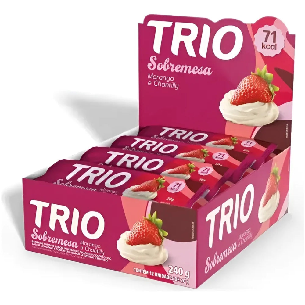 Barra Trio Sobremesa Morango e Chantilly 20g Cx12