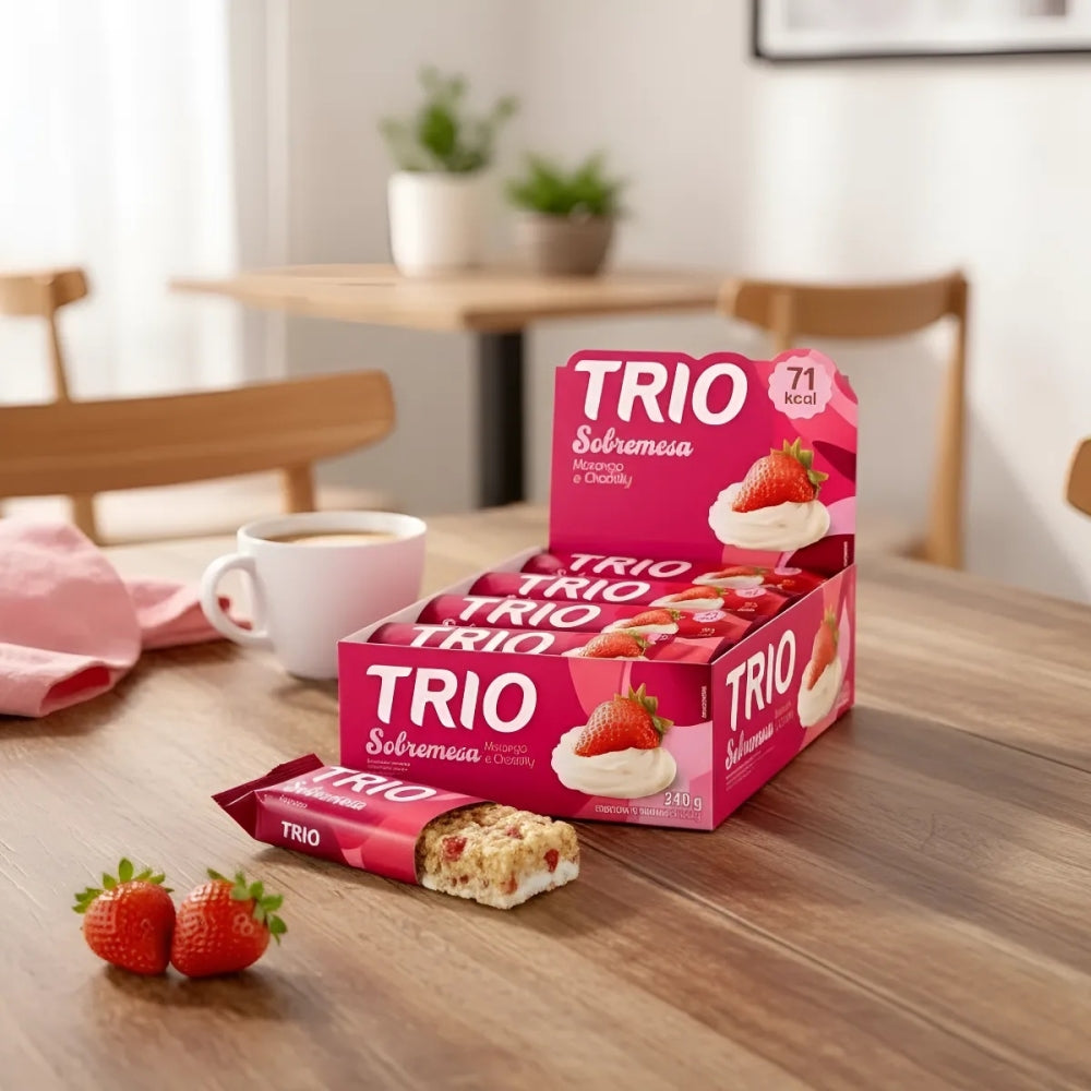 Barra Trio Sobremesa Morango e Chantilly 20g Cx12