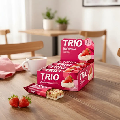 Barra Trio Sobremesa Morango e Chantilly 20g Cx12